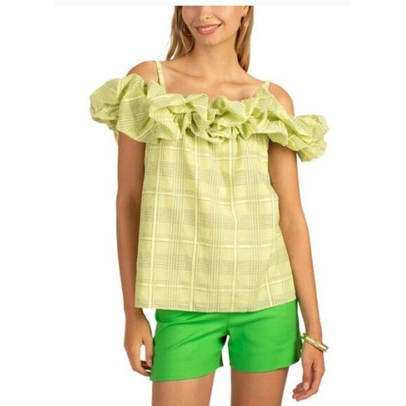 Trina Turk Primrose Ruffle Off the Shoulder Top Size Medium - Picture 1 of 4